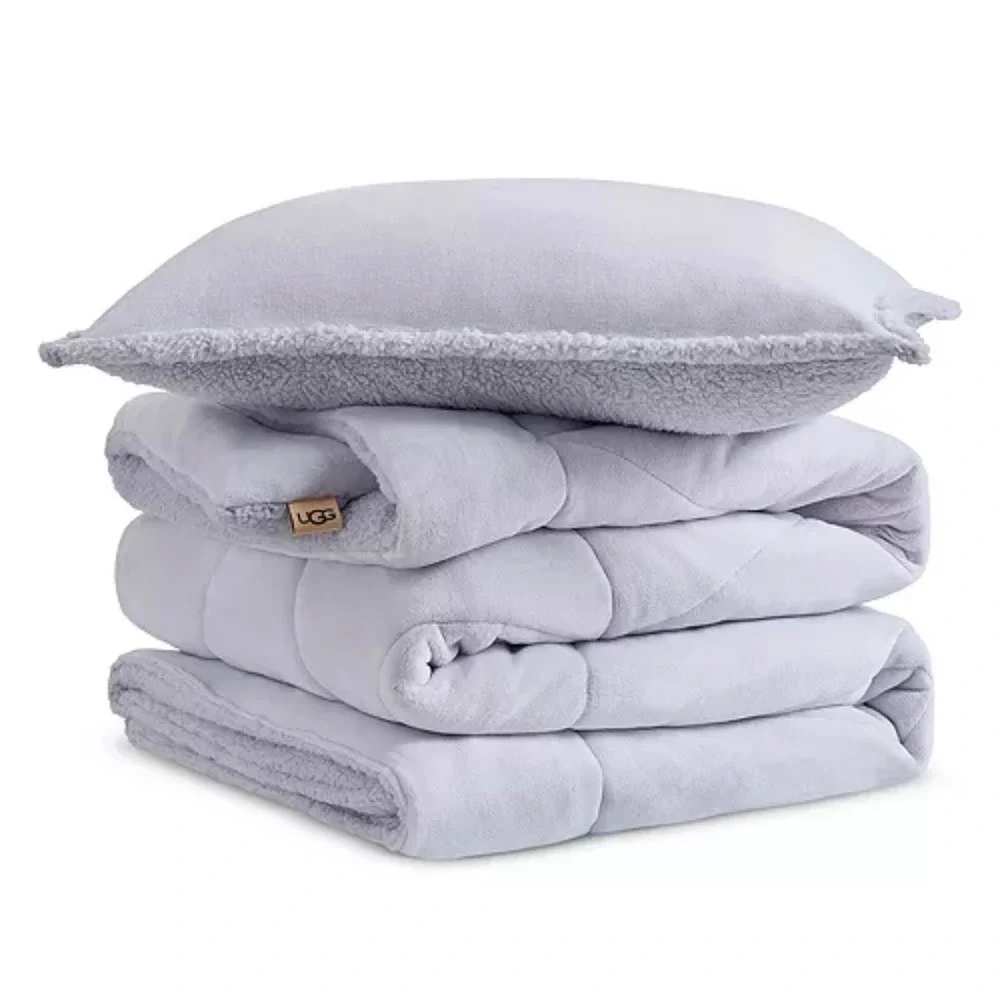 UGG Avery Comforter, Twin, Plush Reversible Fleece UGG Bedding Blanket College